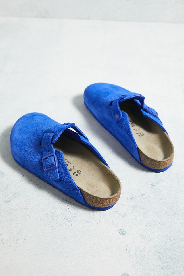 Birkenstock Boston Ultra Blue Suede Clogs | Urban Outfitters UK