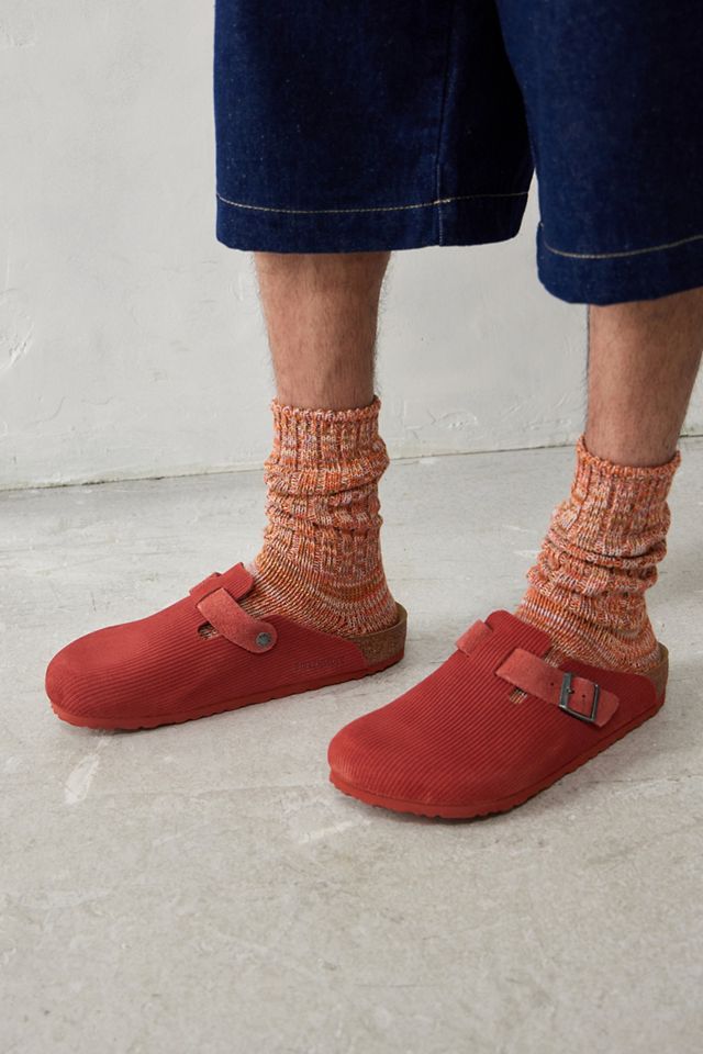 Birkenstock - Sabots Boston en velours côtelé Sienna rouge #1