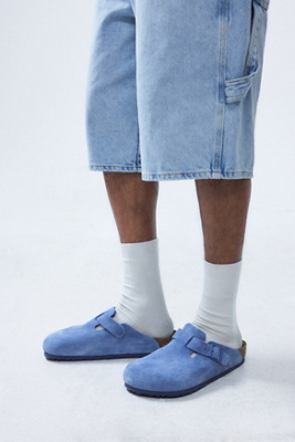 Birkenstock Elemental Blue Suede Boston Clogs | Urban Outfitters UK