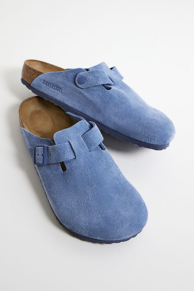 Birkenstock Elemental Blue Suede Boston Clogs | Urban Outfitters UK