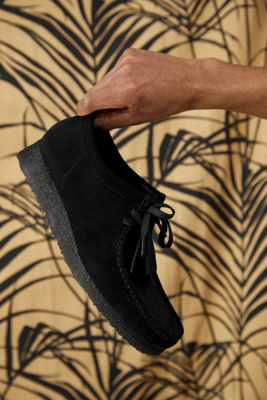 black suede wallabee boots
