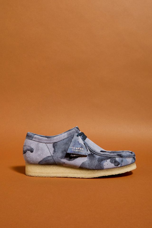 Clarks Originals Blue Camouflage Wallabee Shoes | Urban Outfitters UK