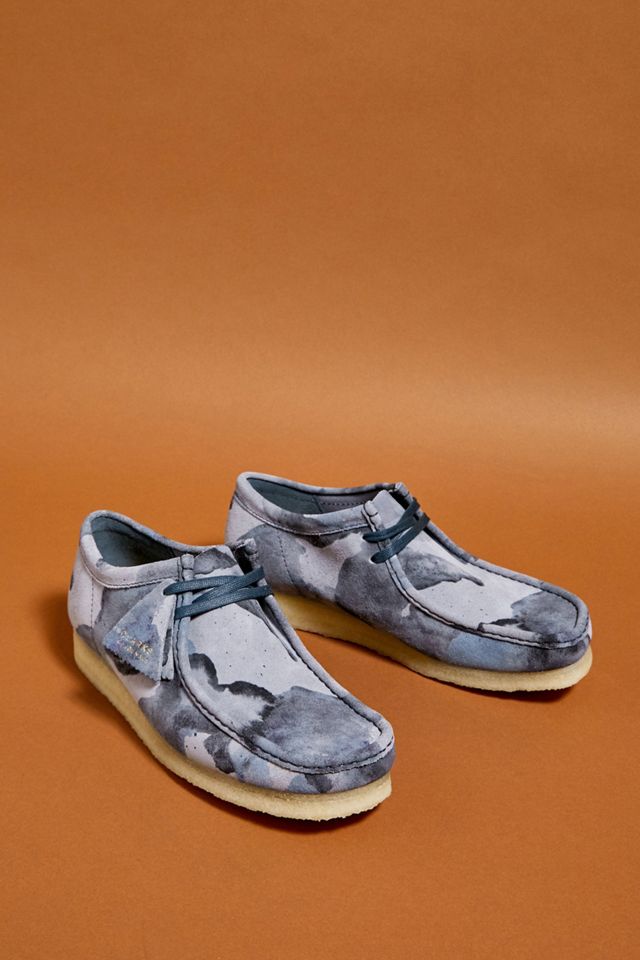 Clarks Originals Blue Camouflage Wallabee Shoes | Urban Outfitters UK