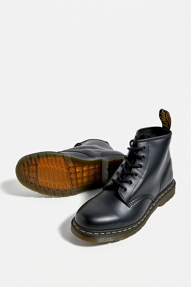 Dr. Martens Black Smooth 101 6-Eyelet Boots | Urban Outfitters Uk