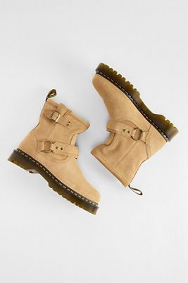 Dr. Martens Savannah Tan Annistone Harness Suede Biker Boots