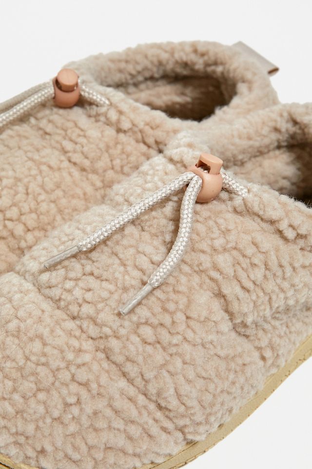 UO Ecru Sherpa Hardsole Slippers #3