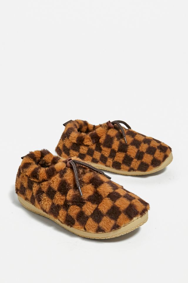 Urban Outfitters Brown Checkerboard Hardsole Slippers Urban