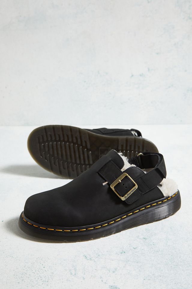 Dr. Martens Mules in Pelle Nera Jorge II con Fodera in Pelliccia Sintetica #5