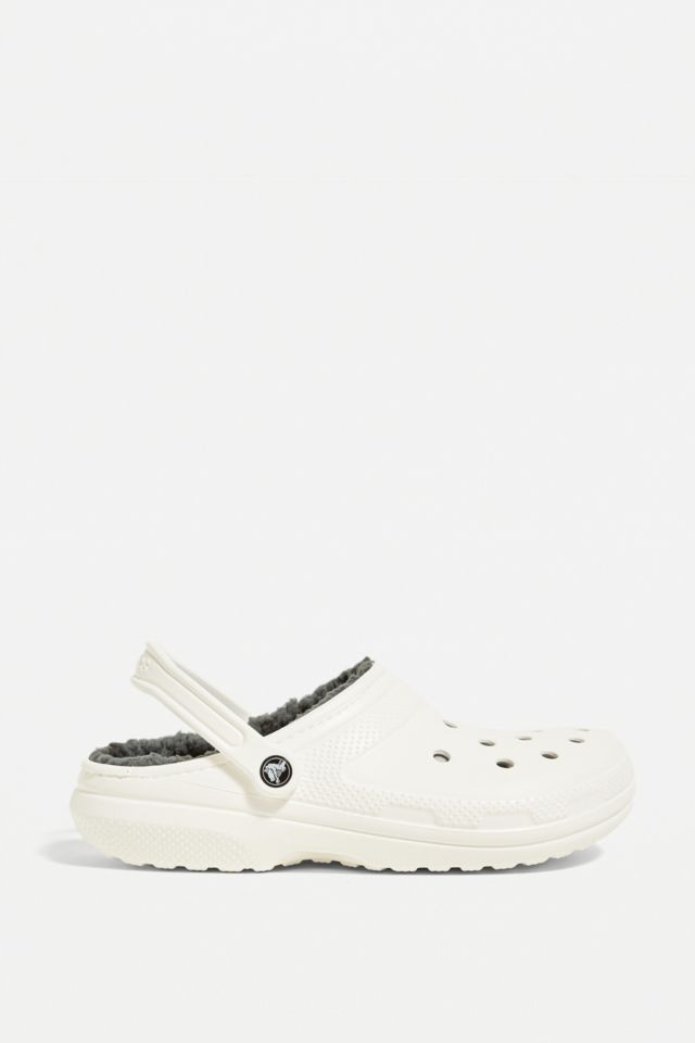 Crocs white store with fur