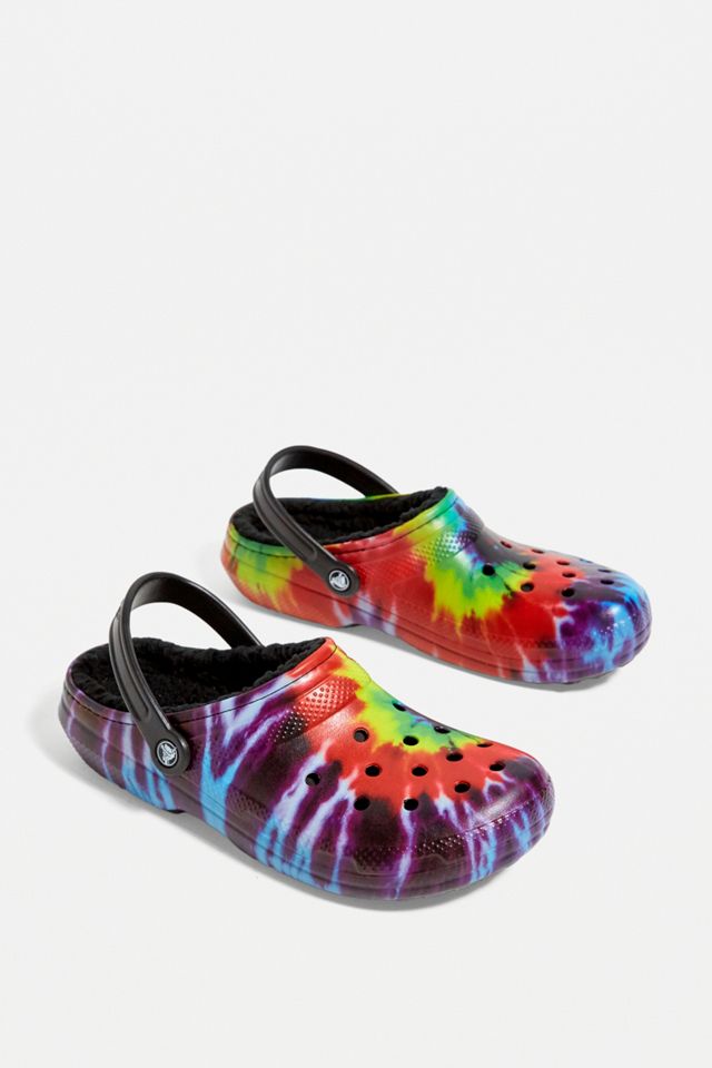 Crocs Black Tie-Dye Classic Lined Clogs