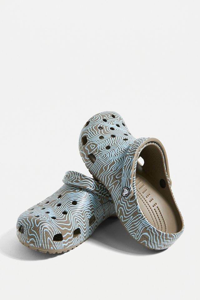 Crocs Khaki Arctic Topography Classic Clogs | Urban Outfitters UK