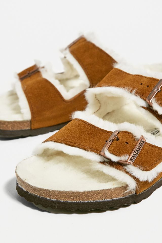 Birkenstock Arizona Mink Shearling Sandals #1