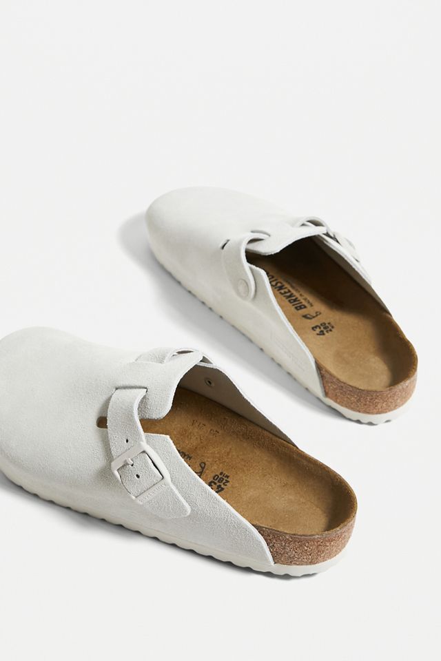 Birkenstock Antique White Suede Boston Clogs  #4