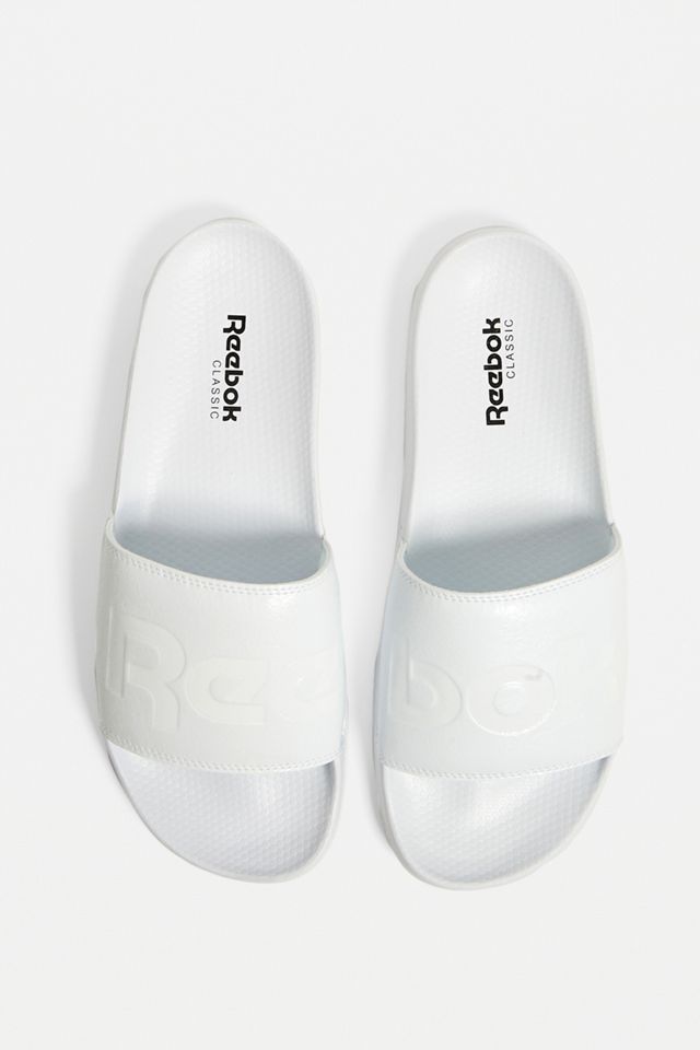 Reebok Classic Split Logo White Pool Sliders | Urban Outfitters UK