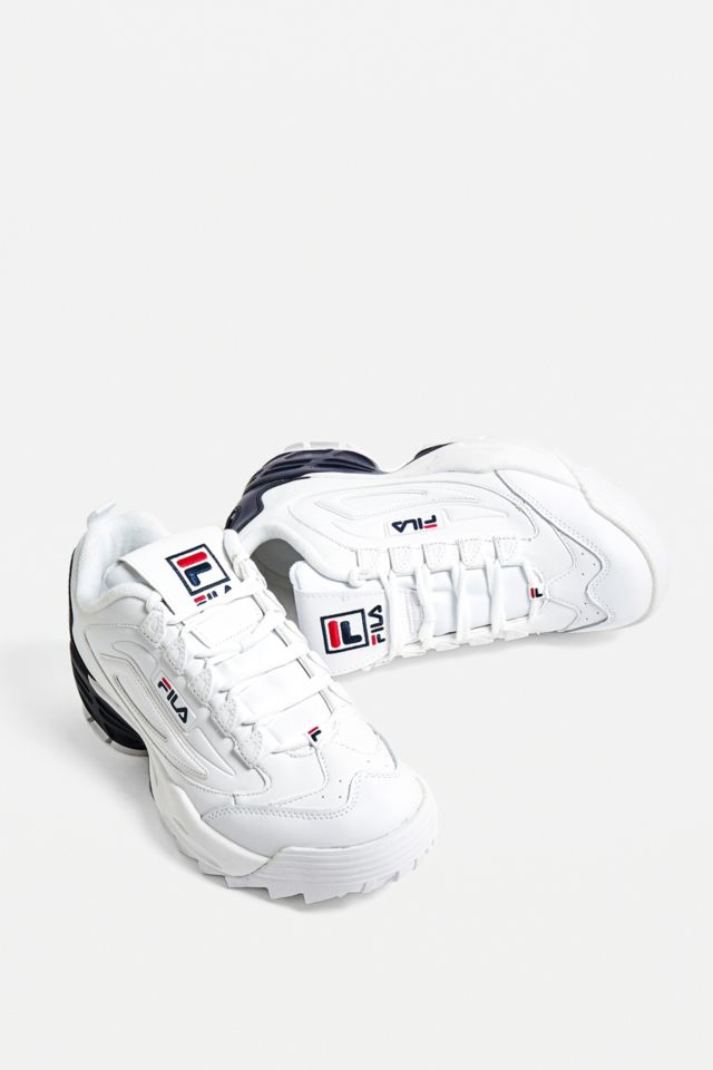FILA Disruptor 2 White and Navy Colourblock Trainers