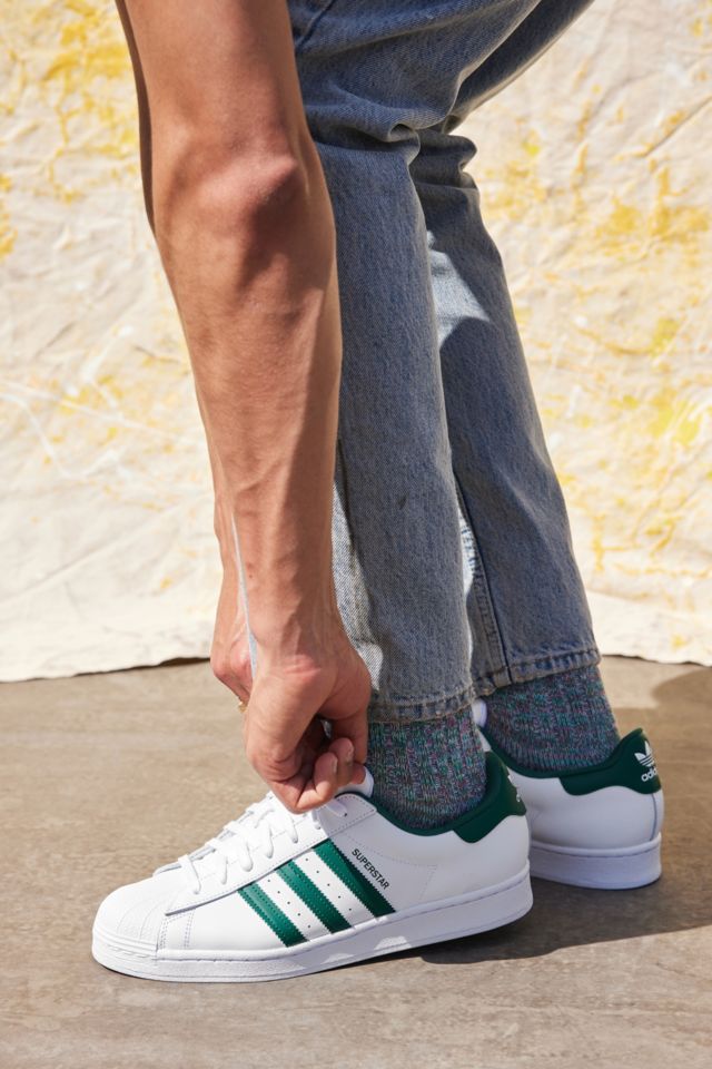adidas White & Green Superstar Trainers