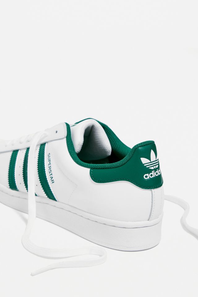 adidas White & Green Superstar Trainers