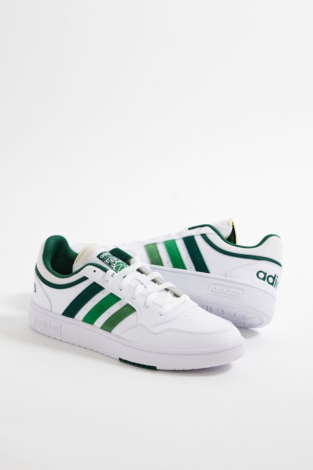 adidas White Green Hoops 3.0 Low Trainers