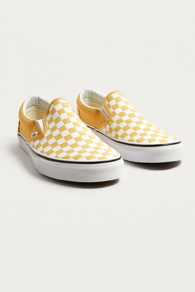 Vans Classic Yellow Checkerboard Slip-On Trainers #1