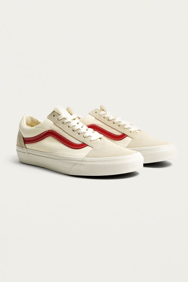 Vans Old Skool White and Red Trainers #1