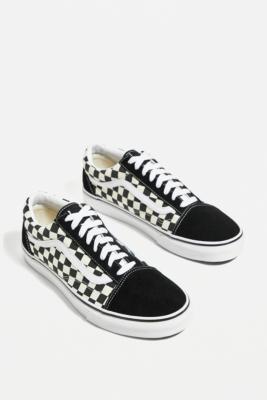 old skool vans with checkerboard stripe