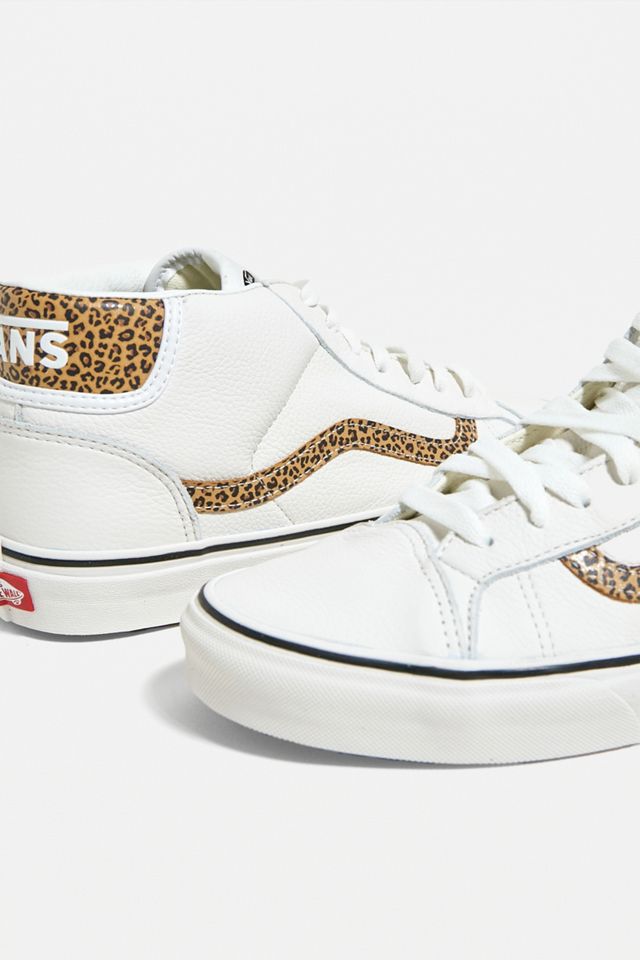 Vans - Baskets Mid Skool blanches, imprimé léopard #4