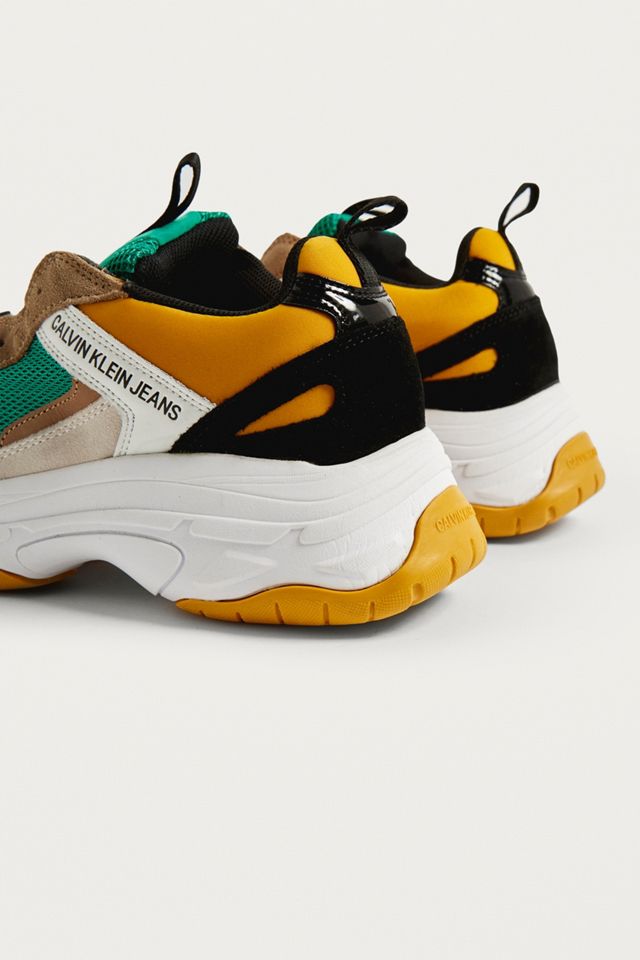 Calvin Klein Marvin Logo Green and Yellow Trainers Urban