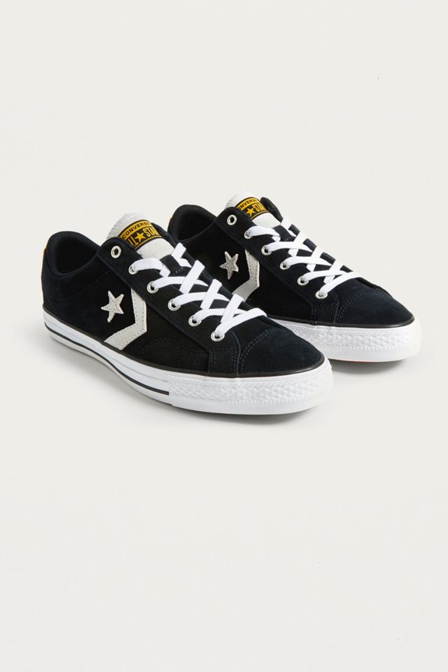 Converse One Star Black and Gold Suede Trainers #1