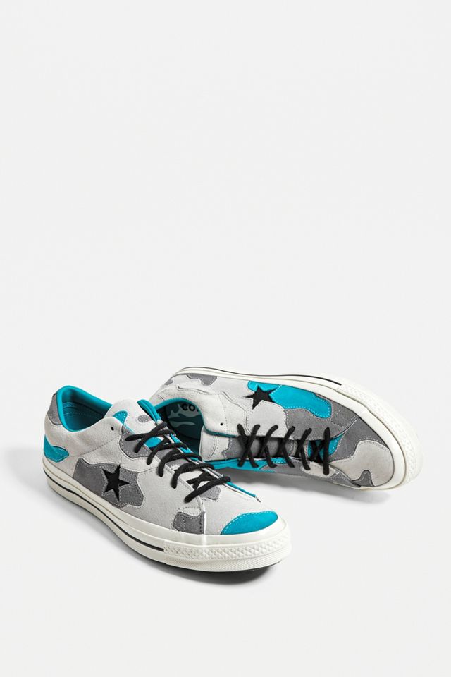 Converse One Star White and Green Suede Trainers #1