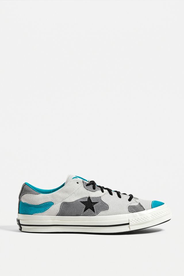 Converse One Star White and Green Suede Trainers #3