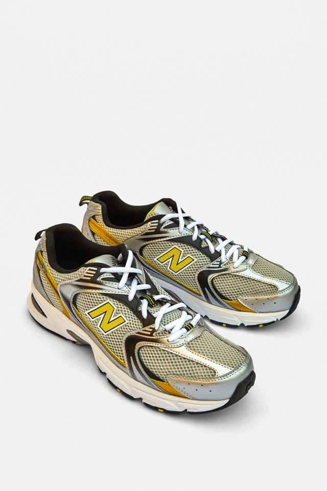 New Balance MR350 Silver and Yellow Trainers #1