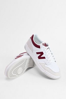 New Balance White & Burgundy 480 Trainers