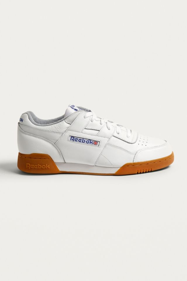 Reebok workout plus white trainers with gum on sale sole