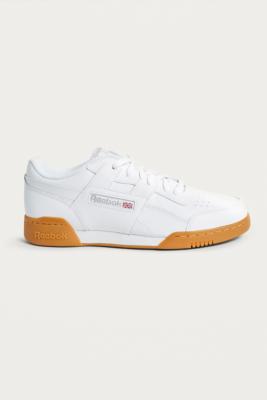 Reebok Workout Plus White and Red Trainers Urban Outfitters UK