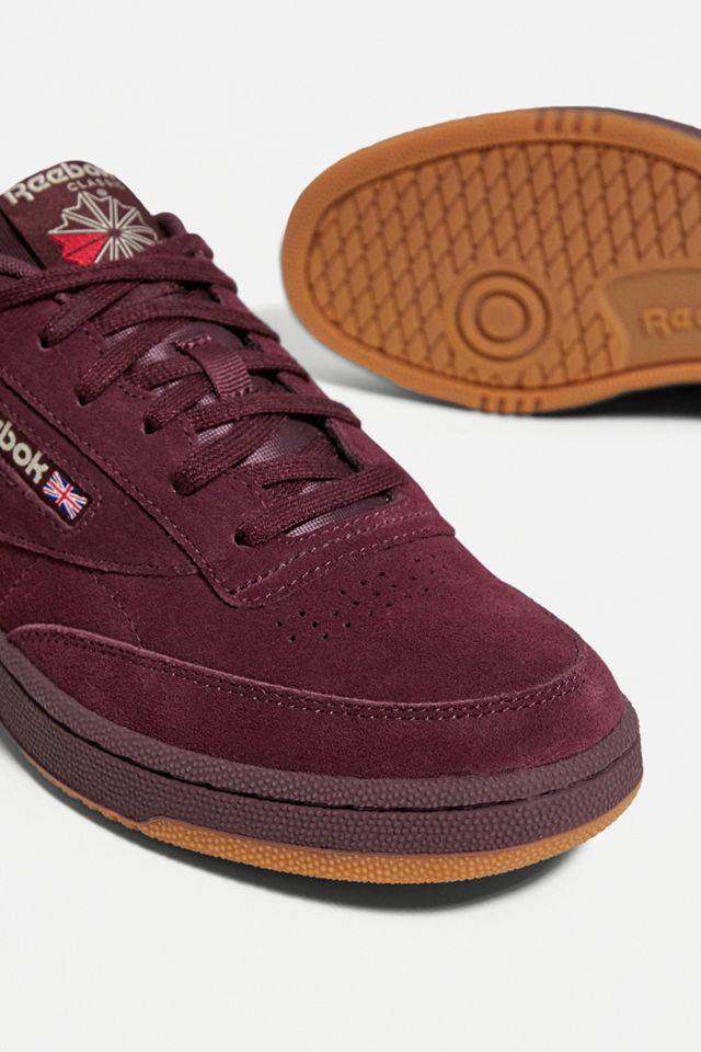Reebok Club C 85 Maroon Suede Trainers #1