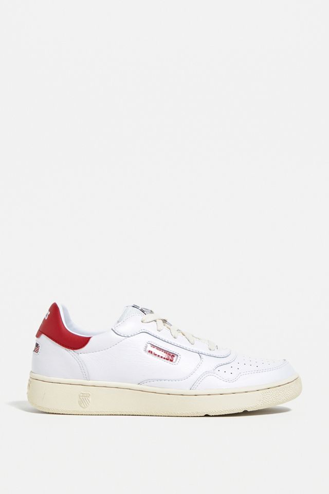 K-Swiss White & Red Slam Court Trainers #1
