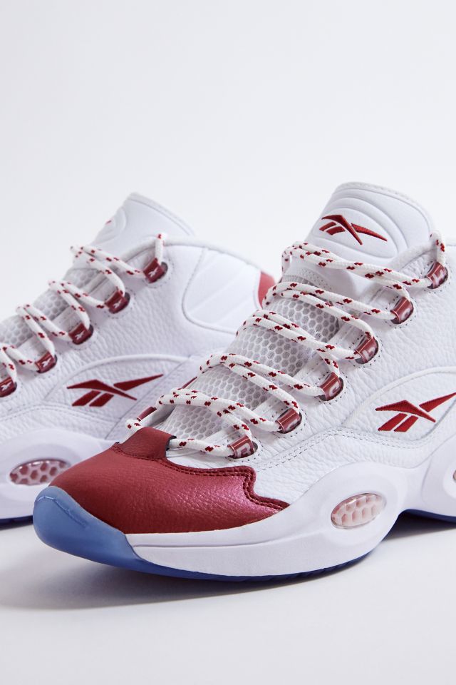 Reebok Question White Red Mid Trainers Urban Outfitters UK