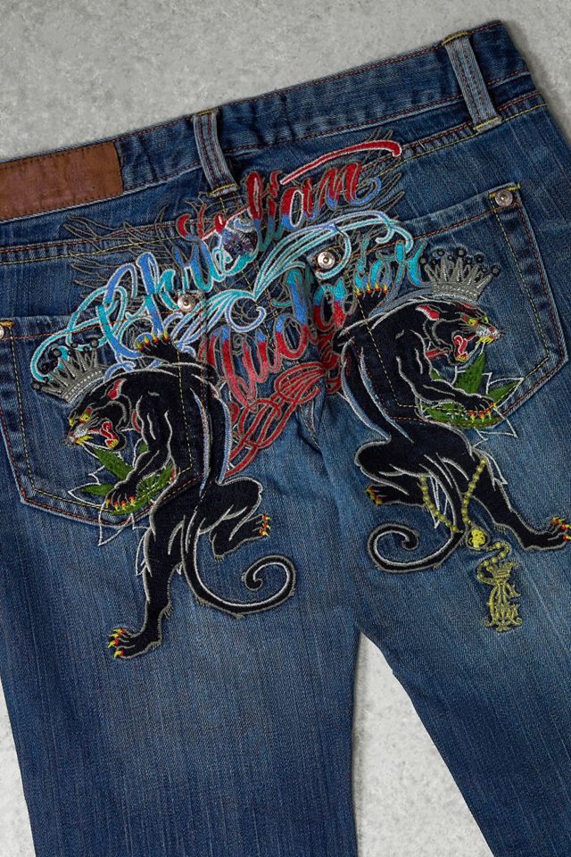 Urban Renewal One-Of-A-Kind Thrifty Towel Christian Audigier Jeans #1
