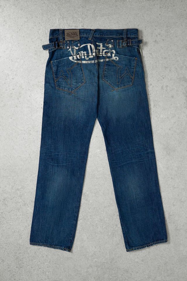 Urban Renewal One-Of-A-Kind Thrifty Towe Von Dutch Iconic Script Jeans #1