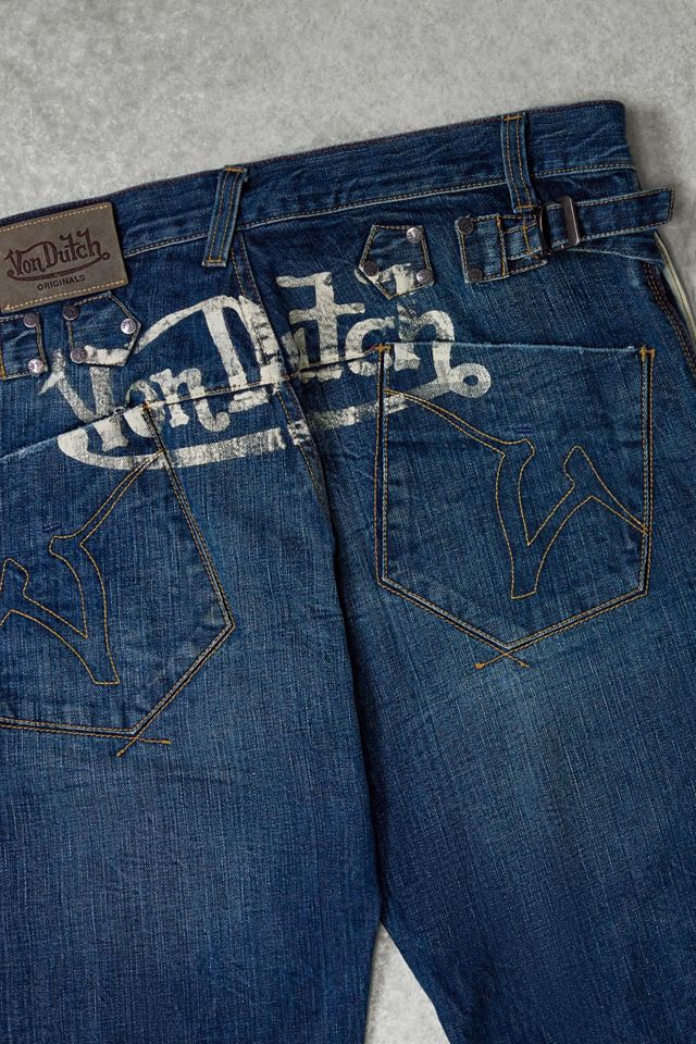 Urban Renewal One-Of-A-Kind Thrifty Towe Von Dutch Iconic Script Jeans #2