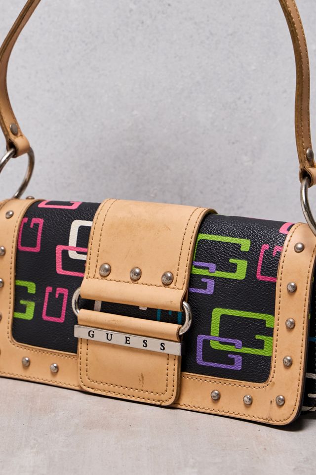 One-Of-A-Kind Thrifty Towel Guess Rainbow Monogram Print Shoulder Bag #1