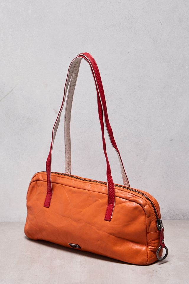 One-Of-A-Kind Thrifty Towel Guess Orange Leather Baguette Bag #2