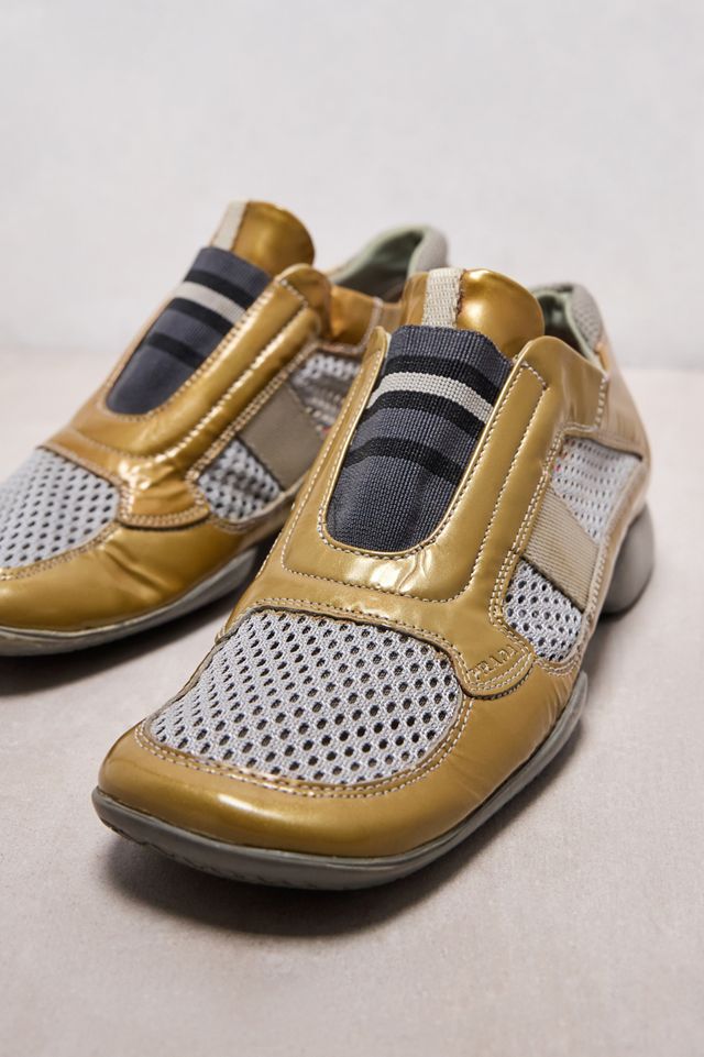 One-Of-A-Kind X Thrifty Towel Prada Sport Vintage 2000s Gold Mesh Space Trainers #2