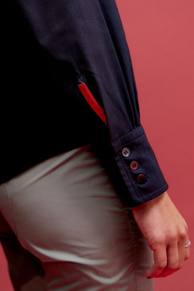 One-Of-A-Kind X Thrifty Towel Prada Red Tab Navy Nylon Long Sleeve Shirt #2