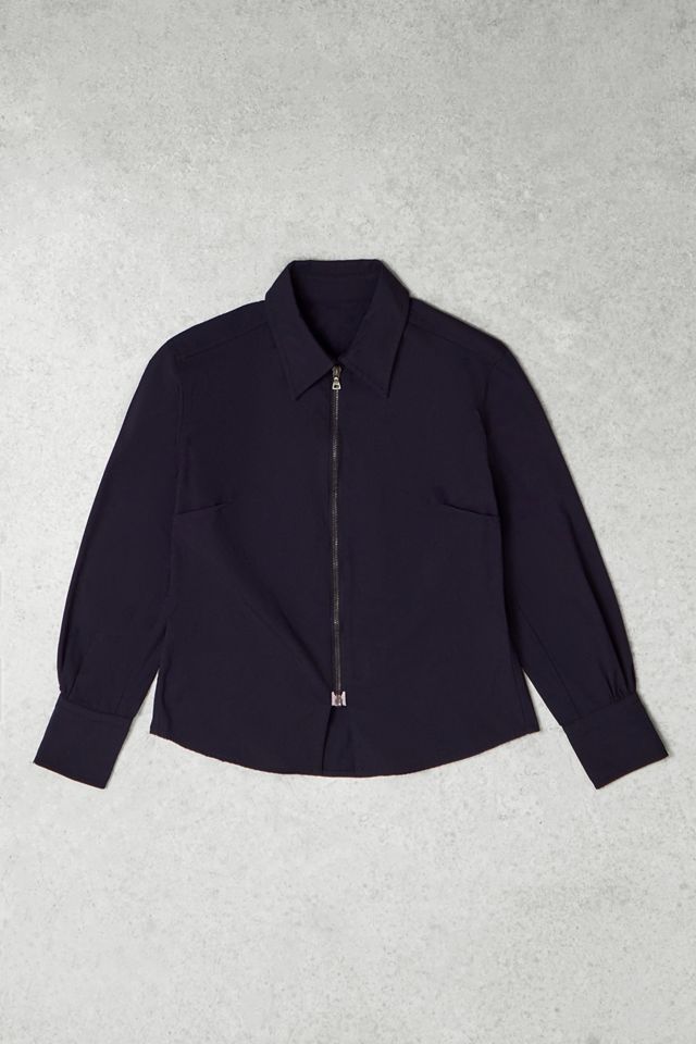 One-Of-A-Kind X Thrifty Towel Prada Red Tab Navy Nylon Long Sleeve Shirt #4