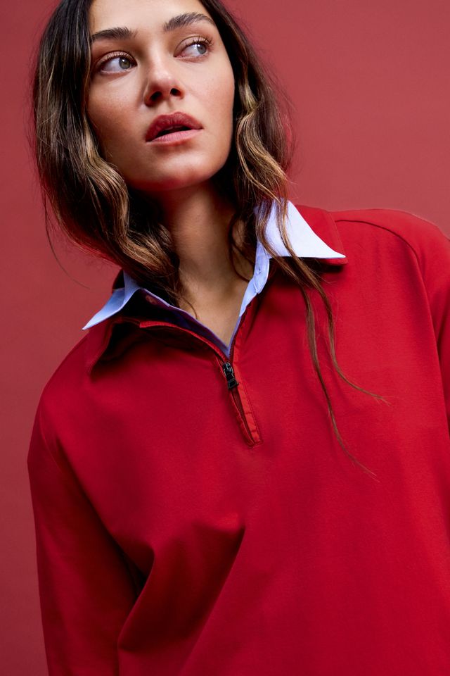 One-Of-A-Kind X Thrifty Towel Prada Red Tab Quarter-Zip Polo #1