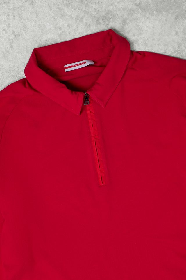 One-Of-A-Kind X Thrifty Towel Prada Red Tab Quarter-Zip Polo #5