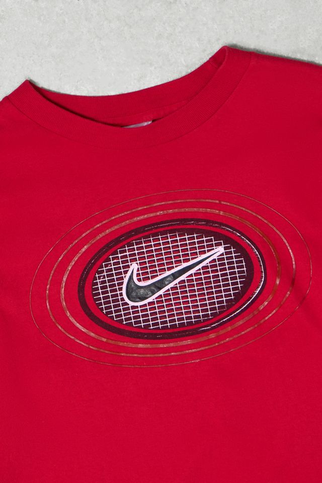 One-Of-A-Kind Vintage Nike Red Long Sleeve Tennis Racket Graphic Tee #1
