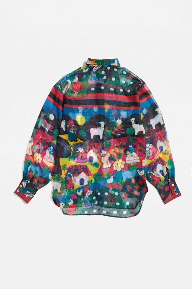 Urban Renewal One-Of-A-Kind Sheer Llama Print Shirt #2