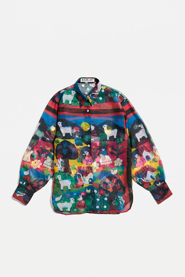 Urban Renewal One-Of-A-Kind Sheer Llama Print Shirt #3